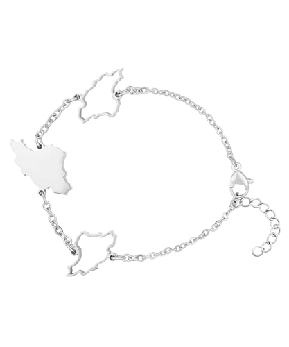 d'origine Iran Landkarten Bracelet unisexe pour homme et femme, bijou iranien, bracelet iranien, bijoux drapeau iranien, 16 cm, Acier inoxydable