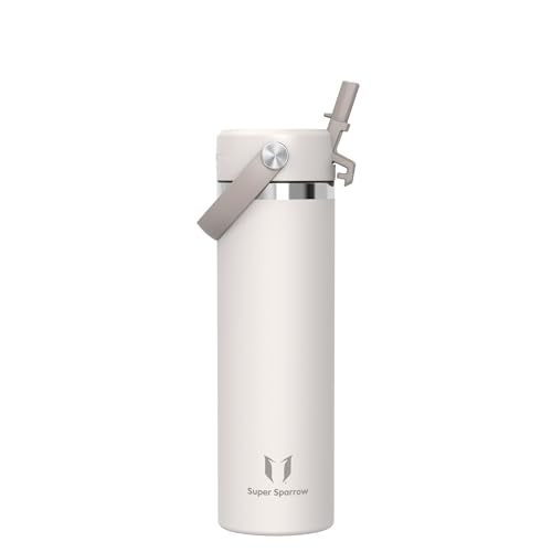 Sparrow Trinkflasche Edelstahl 750ml Thermosflasche mit Strohhalm Deckel – Ansicht 1
