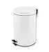 UNISHOP Papelera Blanca de 5L con Pedal y Asa, Cubo de Basura de Acero Inoxidable para Baño y Habitación, Ø20,5cm x 28cm alto