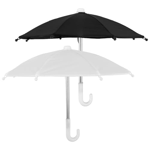 Toyvian 2 Stück Miniatur Puppenschirm Weiß Schwarz Miniatur Regenschirm Dekoration Puppenhaus Zubehör Detailreiche Micro Scene Deko Stilvoller Sonnenschirm für Kleine Puppenhäuser