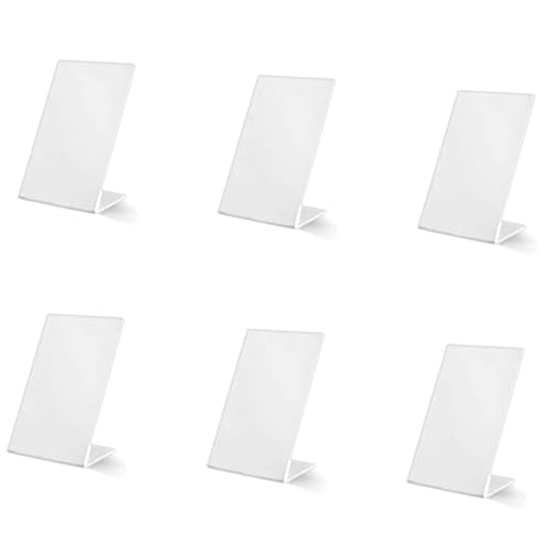 Image of Ferauax Imported (6 Pack) Acrylic QR Code Display Stand - 4x6 Inch (A6) L-Shape Portrait Menu & Ad Frame - Tabletop Display Stand for Restaurants and Cafes 2mm Thickness (Note:- QR Code Need to be pasted on this board, Not the insert type)