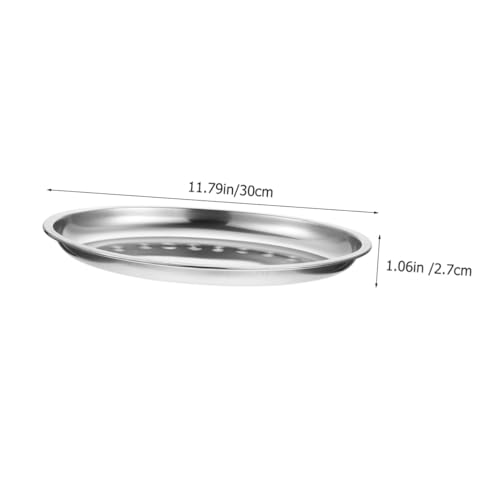 Plaques ovales en acier inoxydable 30cm | Lot de 2 plateaux multifonctions - 3