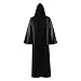 Piwixotu Mens Hooded Cloak Knight Tunic Cape Halloween Hoodies Robe Costume (Black, 2X/3X)