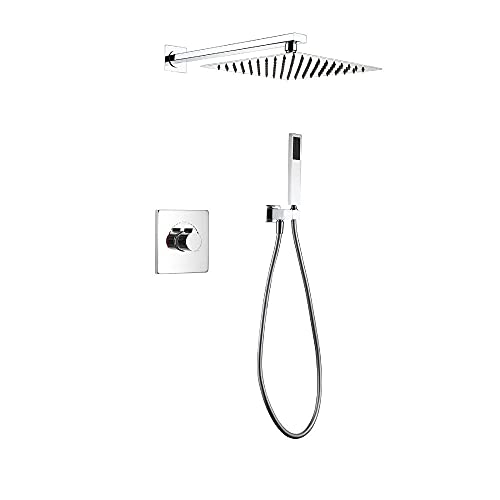Système de douche mitigeur noir carré 10 pouces en acier inoxydable montage plafond