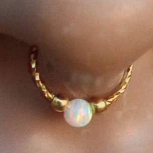 Miniatura 2 de fake septum cuff - Gold Filled Green Opal clip on septum Ring - Fake Septum Hoop jewelry, septum piercing, fake septum piercing