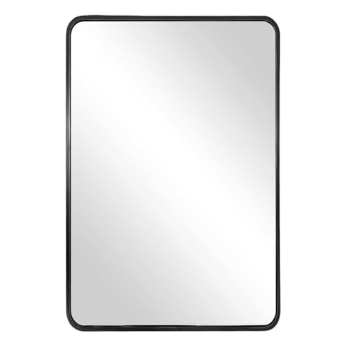 Spiegel mit quadratischem Rahmen, Wandhalterung, Glasscheibe, tiefes Design, Spiegel für Wohnzimmer, Make-up, Salon und Badezimmer, 13 x 18 cm, Schwarz