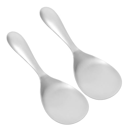 VALICLUD 2Pcs Stainless Steel Rice Spoons Non Stick Kitchen Serving Utensils for Home Hotel Use Easy to Clean Rice Scoopers Heat Resistant Silver Spoons