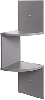 Greenco Zigzag 2 Tier Corner Floating Shelves, Gray Finish.
