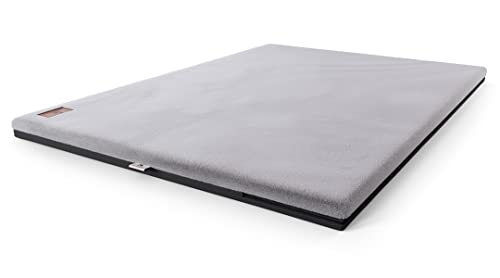 Knuffelwuff Orthopädische kuschelige Hundematte Berrith aus weichem Kaninchenfell-Imitat 120x85cm Grau - Hundekissen für große, mittelgroße und kleine Hunde - Für Zuhause, Auto, Wohnmobil, Wohnwagen