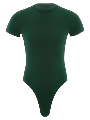 Men's One Piece Thongs Bodysuit Short Sleeve Button Crotch Shirt Leotard Snappies Rompers Jumpsuit3