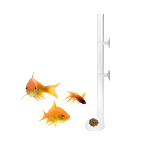 Garnelen Futterschale Aquarium Futterröhre Acryl Transparent Futterschale Garnelen mit Saugnapf Rohr und Futter-Schale für Garnelenfutter(40cm)