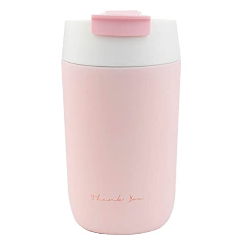 Hwagui - Stainless Steel Tumbler With Straw Lid, Thermos, Vacuum Insulated Cup, Reusable Coffee Cup, Travel Cup, Pink 500ml/17.0oz