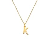 Hot Diamonds Gold Plated Initial Letter Pendant Necklace | 18ct Yellow Gold Plated 925 Sterling SIlver | Gift Wrap Included (Letter K)
