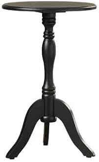 Side Table Oak Tray Small Round End Table, Rustic Side Table, Solid Wood Mini Side Table, Pedestal Tables/Flower Stand (Black)