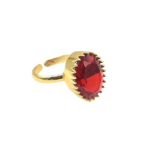 Nimbark Red Garnet Quartz Gemstone Latest Crown Set Gold Plated Jewelry Gift Ring-image-32