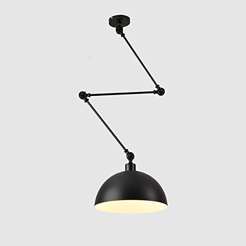 Lumière industrielle de pendentif E27 en métal noir réglable