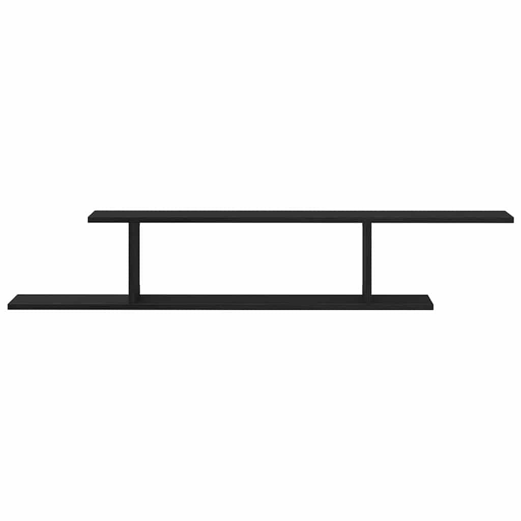 Wandmontiertes TV Regal Schwarz Eichen-Optik aus Holzwerkstoff 125 x 18 x 23 cm mit 2 Regalen, platzsparend und langlebig, ideal für Wohnzimmer, Büro, Schlafzimmer