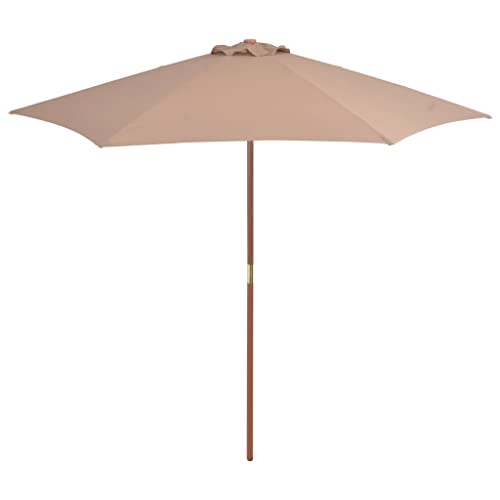 Parasol de marché rond en bois dur 270 cm bleu pour terrasse