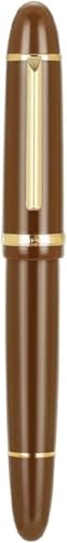 Chrome X159 Brown Acrylic Fountain Pen,Fine Nib Gold Trim Classic Design Smooth Writing Pen with Converter (F Nib 0.5mm, Coffee with Gold Clip)