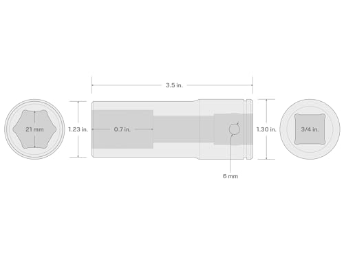 Image of TEKTON 3 /4 Inch Drive x 21 mm Deep 6-Point Socket | SHD33121