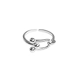 Anillo abierto geométrico de plata de ley para mujer, diseño de minoría, J0493-3