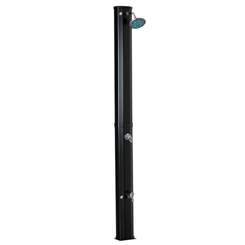 Outsunny 7ft Outdoor Solar Heated Shower with 360 Rotating Shower Head Foot Shower Faucet Temperature and Pressure Adjustable Holds 9.2 Gallons for Backyard Pool