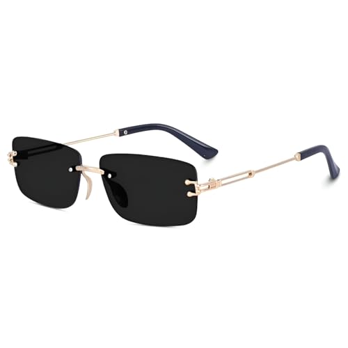 Image of Vintage Rimless Sunglasses Rectangle Frameless Glasses Women Men