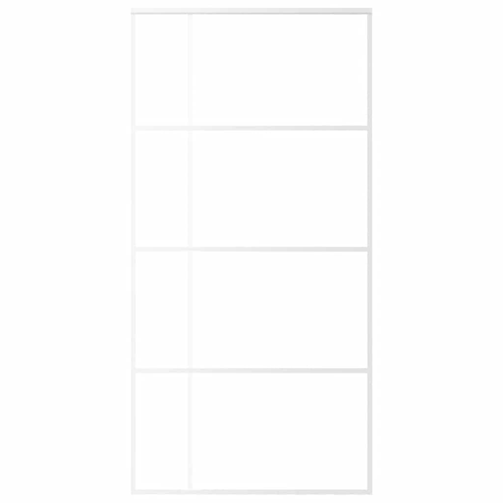 Puerta corredera ESG Vidrio y Aluminio Blanca 102,5x205 cm Puerta Corredera de Cristal para Baño Salón Sala de Estar Cocina Blanco Esmerilado