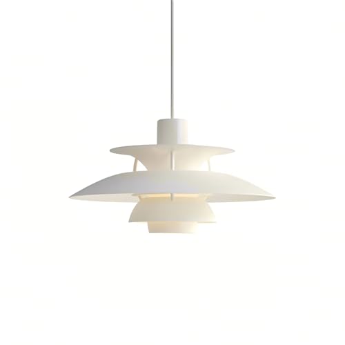WQCSH PH5 Lámpara de Techo Moderno Creatividad Originalidad Simple Lámparas y lámparas Minimalismo Candelabro Restaurante Sala de estar Cocina Oficina Decoración Diseño danés 40CM - (Blanco)