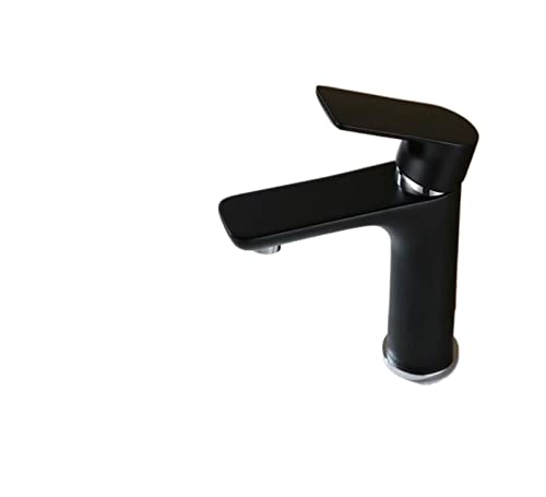 Robinet de lavabo laiton mitigeur monocommande noir chrome anti-calcaire pour vasque de salle de bain