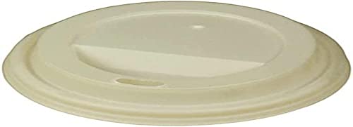 BioPak Compostable Paper Coffee Cup Lids, Snap-on, Brown, 8oz, Sip Through, Set of 50, FSC Certified, EN13432 Compliant, Takeaway Lid