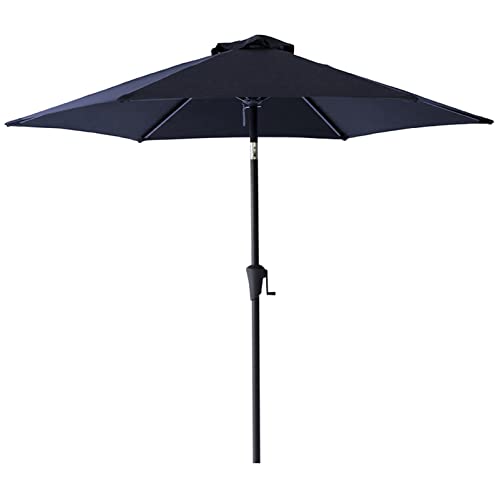 C-Hopetree 230 cm Parasol de Jardin Exterieur, Parasol Inclinable avec Manivelle pour Terrasse Balcon Marché, Protection UV 50+, Bleu Marin Cover