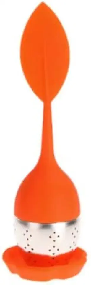 Infusor de Chá em Formato de Folha Cores Variadas Laranja Amarelo Vermelho Lilás (Laranja)