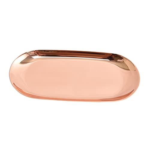 ABOOFAN Plateau De Service En Acier Inoxydable Poli Miroir Grand Format Couleur Or Rose Pour Collations Rangement De Bijoux Pour La Décoration Intérieure
