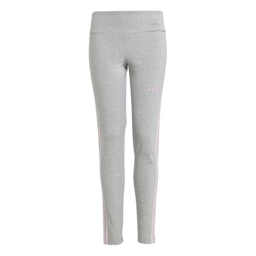 adidas Niñas Essentials Leggings, Medium Grey Heather/Clear Pink, 11-12 Years