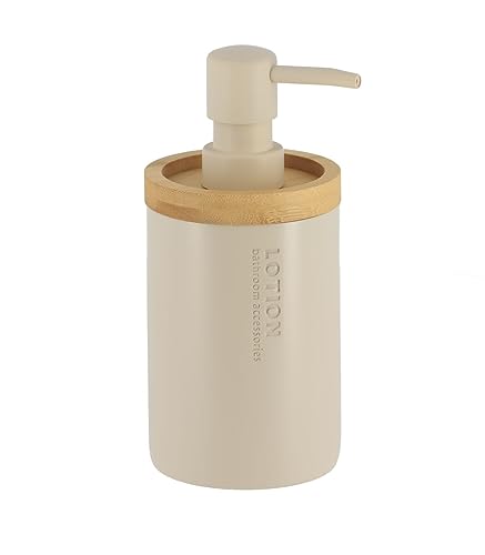 TENDANCE Distributeur à Savon ou Lotion en résine Beige et Bambou 280 ML