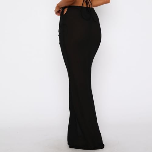 Women's Sheer Mesh Maxi Skirts High Waisted See-Through Long Tulle Skirt Summer Beachwear Bikini Cover Up4