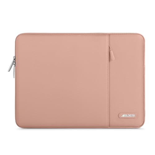 Image of MOSISO Laptop Case 15 inch, 15 inch Laptop Sleeve Compatible with MacBook Air M5 A3448 M4 A3241 M3 A3114 M2 A2941 2026-2023, Dell XPS, Polyester Vertical Computer Sleeve Bag with Pocket, Salmon Pink
