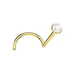 Generisch I 46032-6 I - Piercing para la nariz, forma de espiral, oro macizo 585 + perla de 0,8 x 6 mm, perla de 2,5 mm