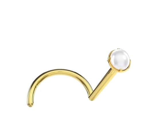 I Piercing para la nariz, oro macizo 750 auténtico con perla cultivada auténtica, dimensiones 0,6 x 6 x 2,5 mm. La autenticidad del artículo descrito a continuación está garantizada por la presente I