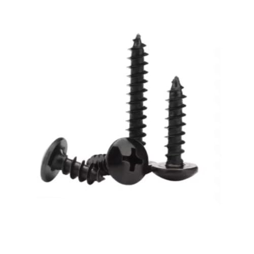 Image of By inchVP INDUSTRIES inch (Pcs-50) No.8x16 mm Truss Philips Chipboard Self-Tapping Screw - Black Zinc Coated Carbon Steel, Ideal for Wood, Plywood, Particle Boards, Cabinets, Furniture & DIY Fixings