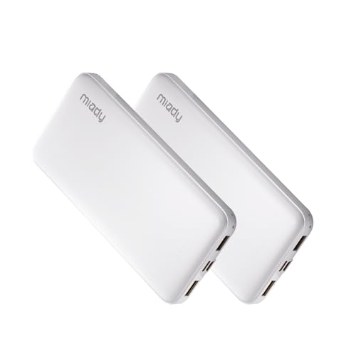 Miady 2-Pack 10000mAh Dual USB Portable Charger, Type-C Fast Charging Power Bank, Slim Backup...