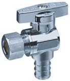 Paquete de 10 piezas de válvula de parada de ángulo de giro de 14 de 38 pulgadas de diámetro exterior x 12 pulgada de latón PEX (129-06S) sin plomo