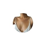 MIYUEFAN Körperketten für Frauen, Sexy Bauch Taille Kette Bikini BH Kette Strass Brustkette Sommer Strand Nachtclub Körper Zubehör Schmuck für Damen und Mädchen (Gold – Pailletten)