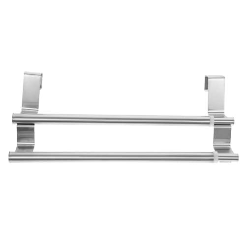Mipcase Porte Serviettes Double Barre Extensible Acier Inoxydable sans Perçage Accessoire Salle de Bain Moderne Rangement Polyvalent pour Serviettes et Linge
