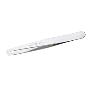 Tweezerman Stainless Steel Slant Tweezer – Eyebrow Tweezers for Women and Men (Platinum Silver)