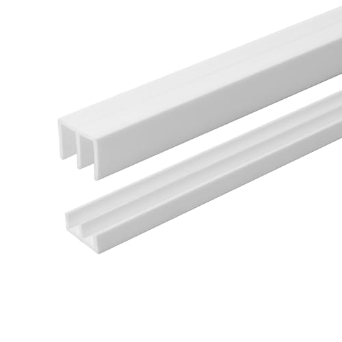 1 Pack White Plastic Sliding Door Track Set for 1/4