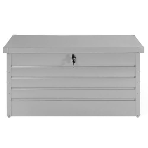 IDMarket - Metall Aufbewahrungsbox abschließbar hellgrau für Garten 350L 120x62,5x63 cm