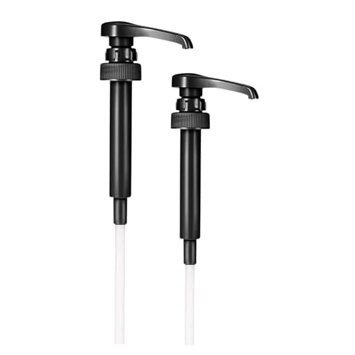 Image of Syrup Pump, Compatible with 750ml Torani, Davinci & Skinny, 2-Pack, Black | Leak-free, 1 /4oz precision pump with locking nozzle. Great for coffee bar accessories, dirty soda stations & dessert sauces