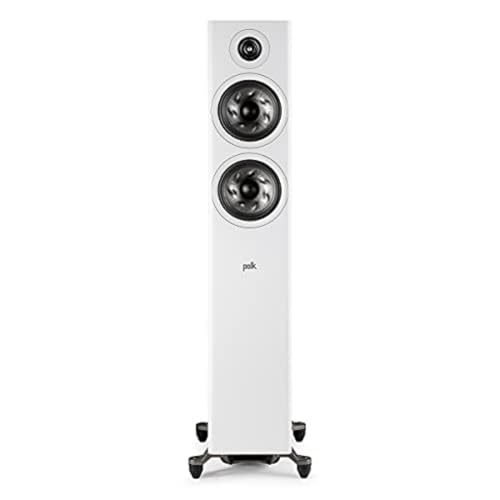 Polk Audio Reserve Series R600 Tower Speaker, 1 Pinnacle Ring Tweeter & Dual 6.5 Turbine Cone Woofers, Hi-Res Certified, Dolby Atmos & IMAX Enhanced for Dynamic Home Theater Audio, White
